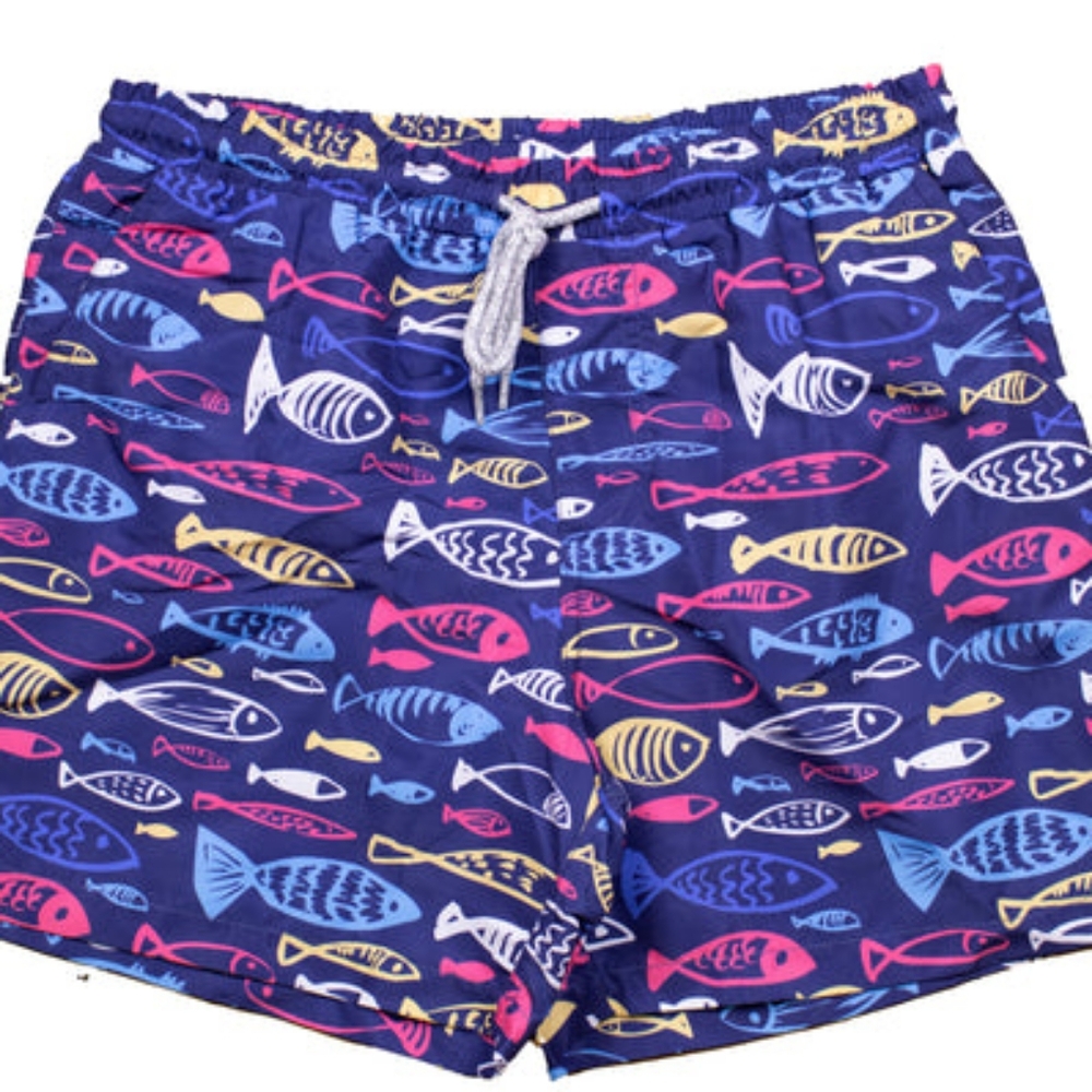 New Southern lure kids Colorful Fish Print Swim Shorts